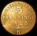 Reversul lui 3 Pfennig 1823 D