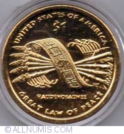 1 Dolar 2010 D - Haudenosaunee - Măreața lege a păcii - placată cu aur 24K 1 Dolar 2010 D - Haudenosaunee - Măreața lege a păcii - placată cu aur 24K