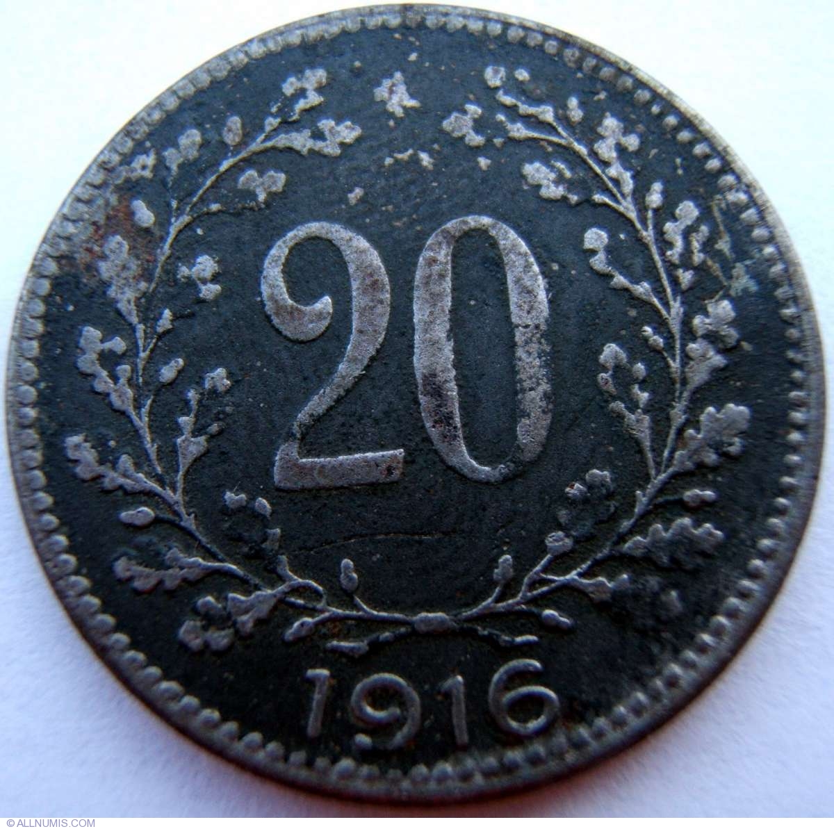 20 Heller 1916, Charles I (19161918) Austria Coin 900