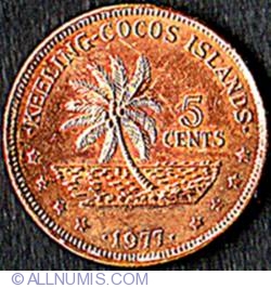5 Cents 1977 - 150 Years of the Kingdom of the Cocos (Keeling) Islands.