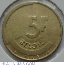 Image #1 of 5 Francs 1986 (Belgie)