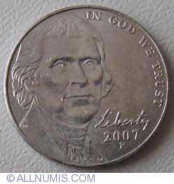 Image #2 of Jefferson Nickel 2007 P