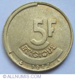 Image #1 of 5 Francs 1987 (Belgique)
