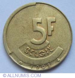 Image #1 of 5 Francs 1993 (Belgie)