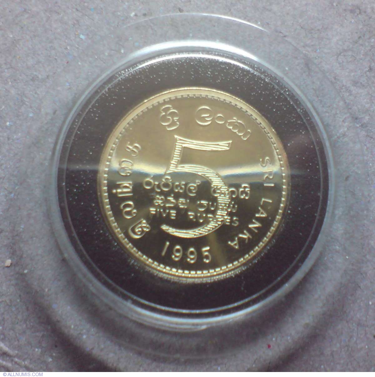 50th Anniversary United Nations Sri Lanka 1995 5 Rupees Proof Coin km-156 