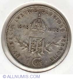 1 Coroana 1908 - 60 de ani de domnie