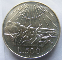 Image #1 of 500 Lire 1965 - 700 years since the birth of Dante Alighieri