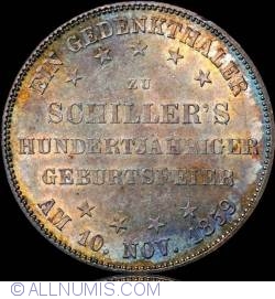 1 Thaler 1859 - 100 de ani de la nasterea lui Schiller