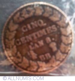 Image #2 of 5 Centimes 1799-1800 (L'An 8) BB