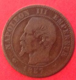 Image #2 of 2 Centimes 1857 W