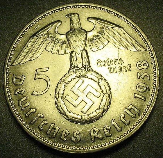 LARGE 1938 PAUL VON HINDENBURG GERMAN 5 REICHSMARK WWII COMMEMORATIVE COIN