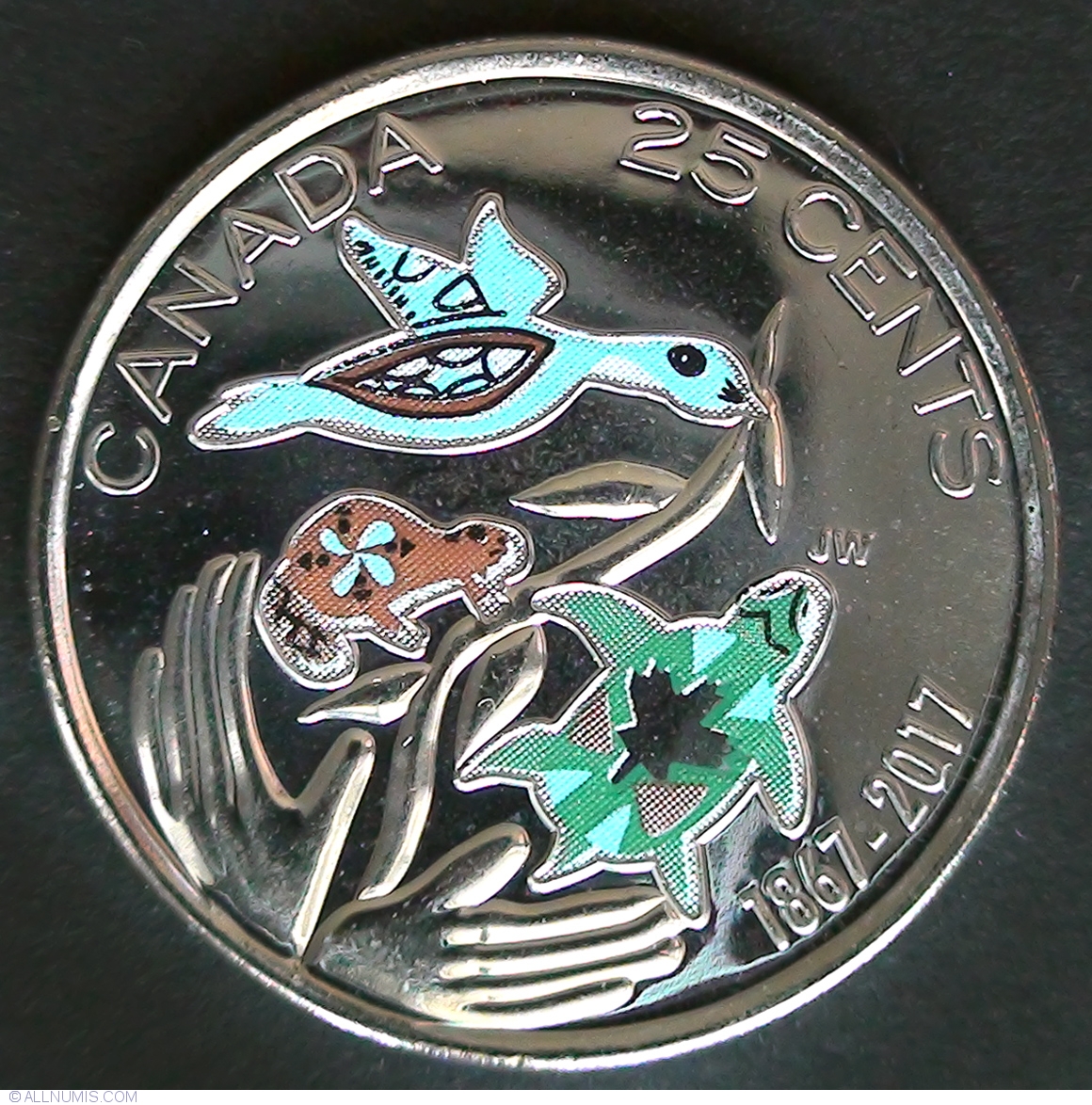 Canada Coloured 25 Cents 150 Th Anniversary Encapsulated 1867 2017 