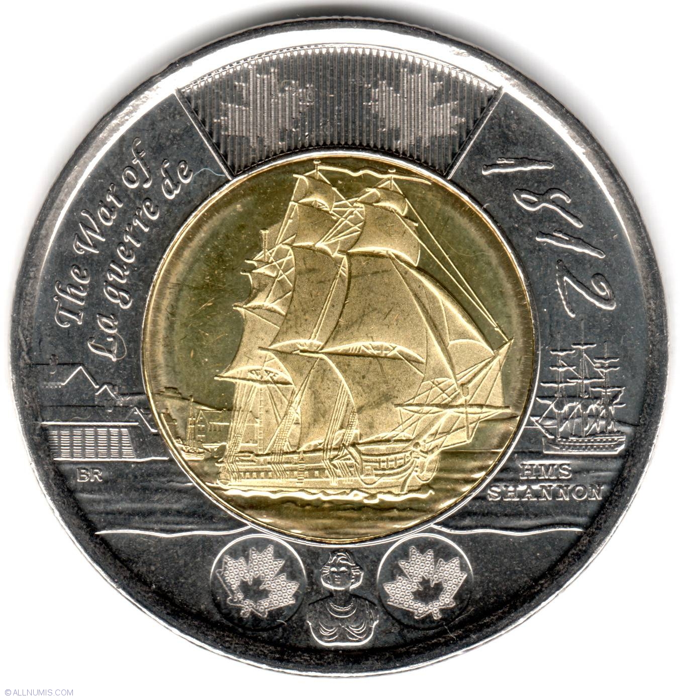 2 Dollars 2012 War Of 1812 Commemorative War Of 1812 Canada 