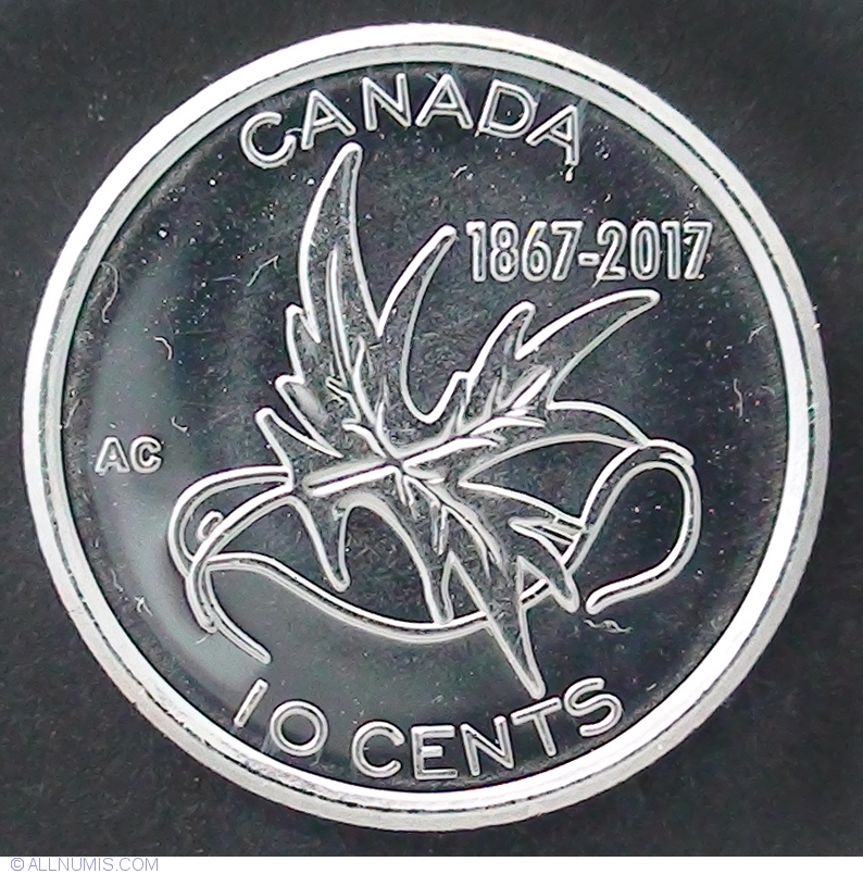 150th Anniversary 10 Cents **Nickel Finish** 2017 Canada Proof Frosted 