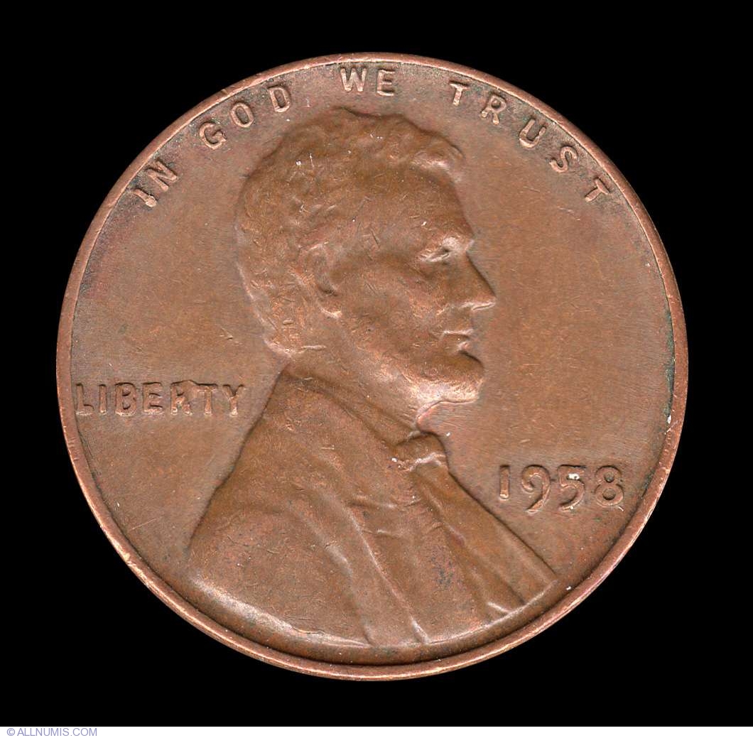Lincoln Cent 1958, Cent, Lincoln Wheat (1909-1958) - United States of ...