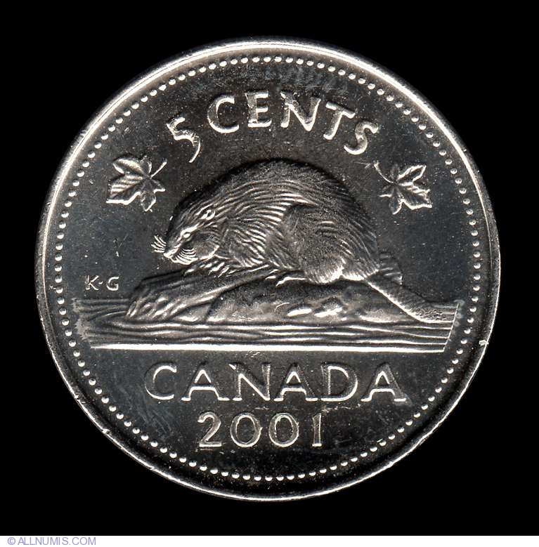 Canada 2001 5 Cents Five Cents Canadian Nickel UNC