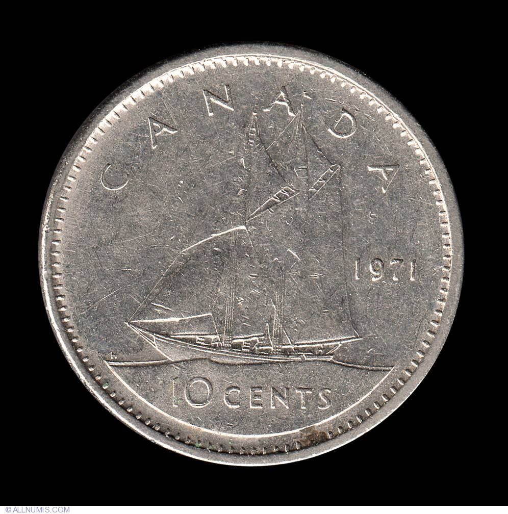 1971 Canadian Proof-Like Ten Cent Bluenose Schooner Dime Coin Canada 