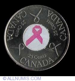 UNC Colored Canada 25 Cents Coin 2006-P Pink Rib 