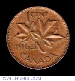 Image #2 of 1 Cent 1965 (small beads, blunt 5) variety 2
