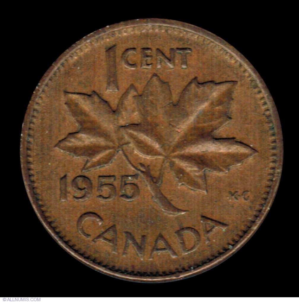 ERROR. 1955 Canada 1 Cent No Strap (NSF) PCGS Genuine Cleaned-UNC Detail