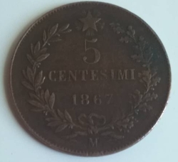 5 Centesimi 1867 M