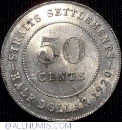 Image #1 of 50 Cents (1/2 Dollar) 1920 - Cross under head.