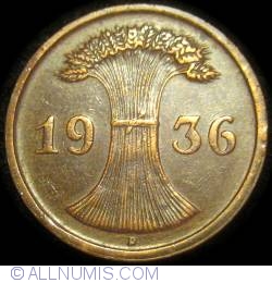 Image #2 of 2 Reichspfennig 1936 D
