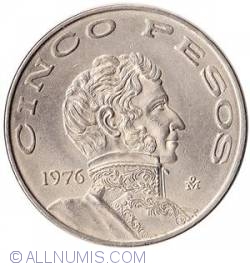 5 Pesos 1976 - small date