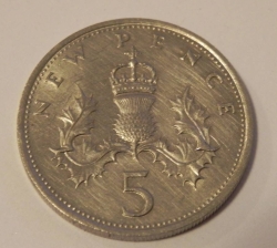 5 New Pence 1968