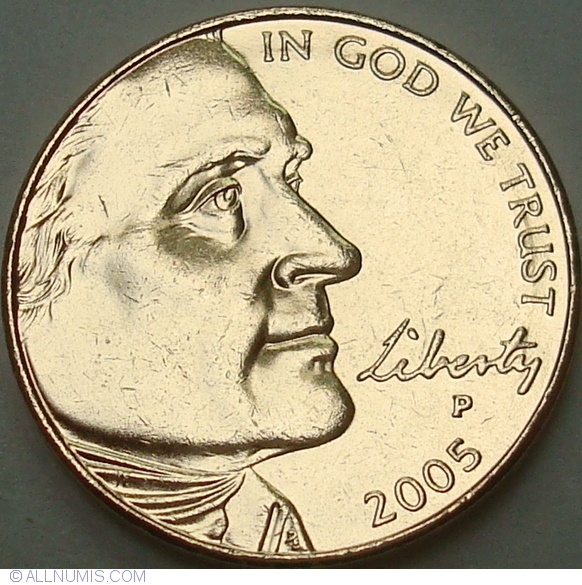 Jefferson Nickel 2005 P Bison - Altered Coin - Gold-Plated, United ...