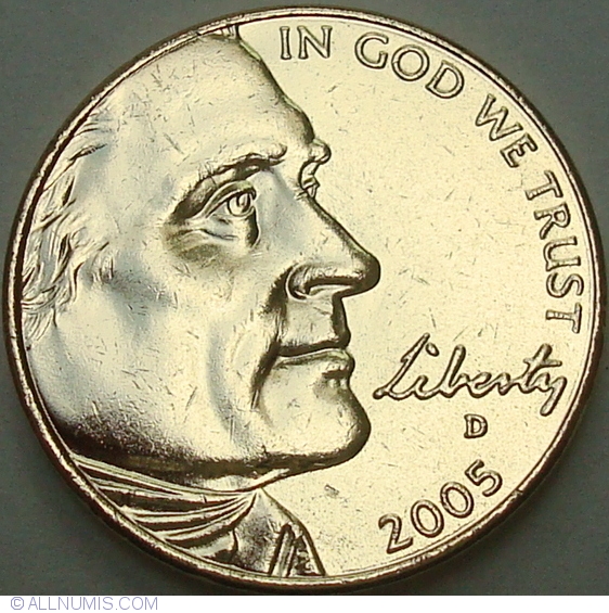 Jefferson Nickel 2005 D Pacific - Altered Coin - Gold-Plated, United ...