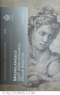 2 Euro 2025 - Michelangelo - 550 Anniversary of birth