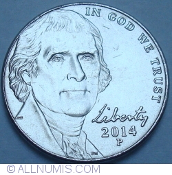 Image #2 of Jefferson Nickel 2014 P