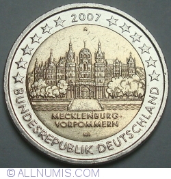 Berlin 2007 Germany 2 Euro UNC Coin Mecklenburg-Vorpommern Schwerin A