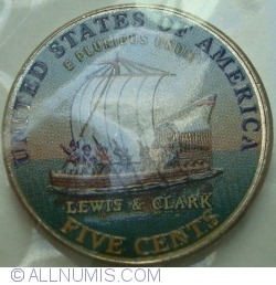Jefferson Nichel 2004 D Keelboat - Altered Coin - Colored