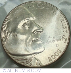 Image #2 of Jefferson Nichel 2005 D Bison - Altered Coin - Colored
