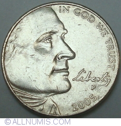 Image #2 of [ERROR] Jefferson Nickel 2005 - striking error - extra material