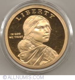 Image #1 of Sacagawea Dollar 2009 S - Three Sisters Agriculture - Native American woman planting seeds