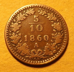 Image #2 of 5/10 Kreuzer 1860 A