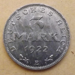 3 Mark 1922 E - 3rd Anniversary of Weimar Constitution