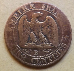 5 Centimes 1855 B (Dog's Head)