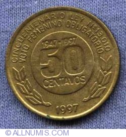 Image #2 of 50 Centavos 1997 - 50 years anniversary of women's suffrage law
