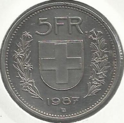 Image #1 of 5 Francs 1987 B