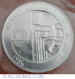 Image #1 of 1000 Lire 1986 - Campionatul Mondial de Fotbal MEXIC '86