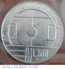Image #1 of 500 Lire 1986 - Campionatul Mondial de Fotbal MEXIC '86