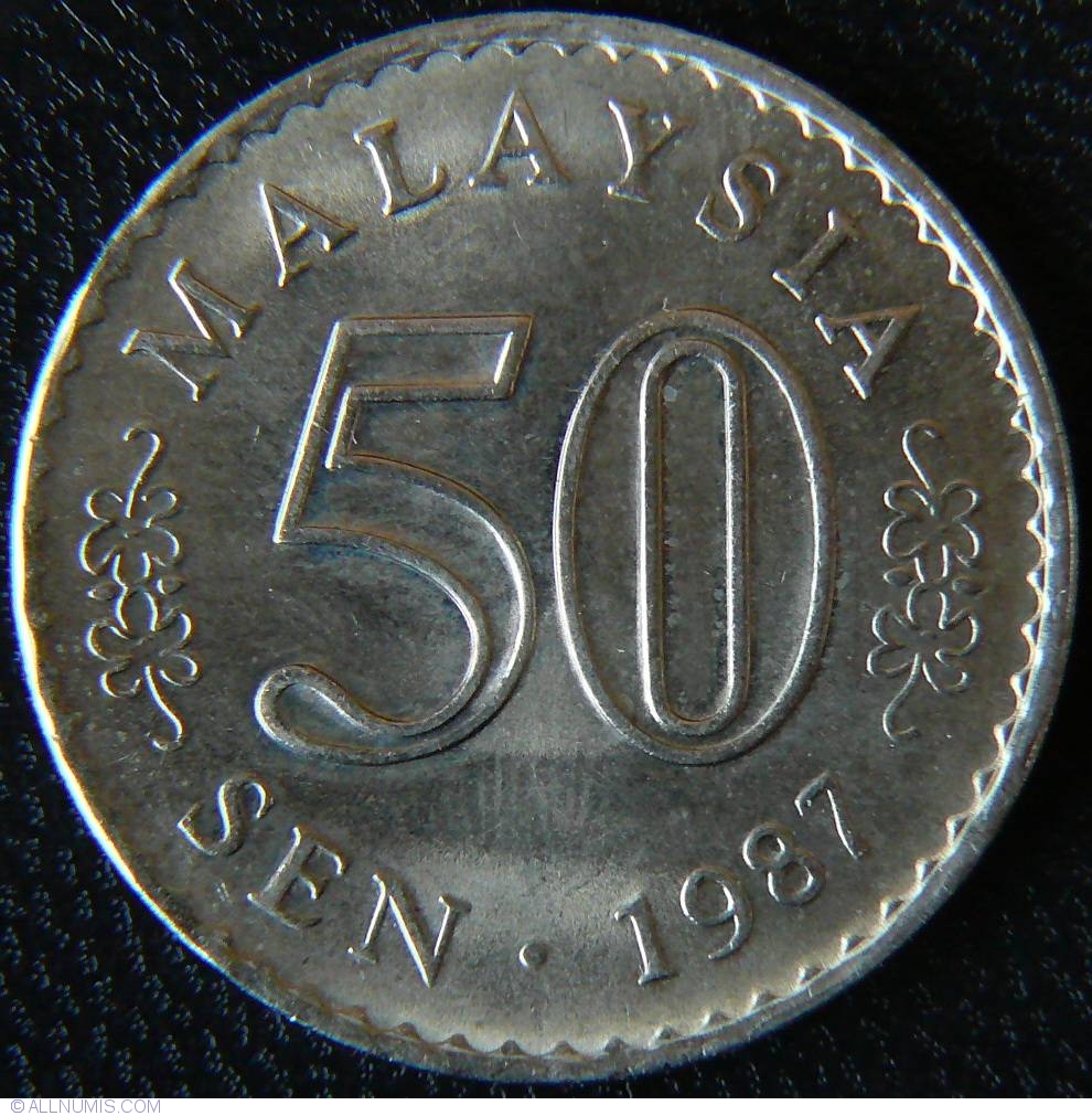 50 Sen 1987 Constitutional Monarchy 1967 1988 Malaysia Coin 29266