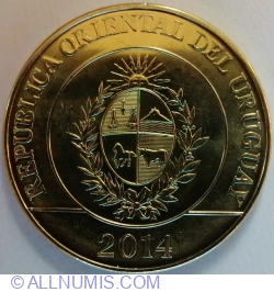 Image #2 of 5 Pesos Uruguayos 2014 - Ñandu