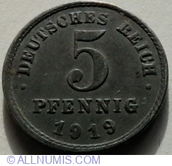 Image #1 of 5 Pfennig 1919 J