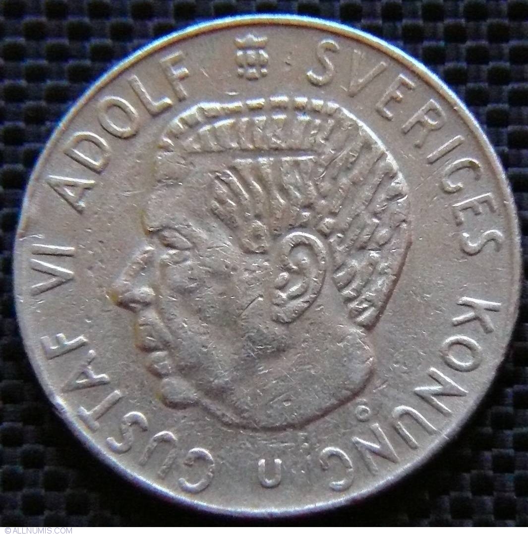 1 Krona 1972 Gustaf Vi Adolf 1950 1973 Sweden Coin 23786