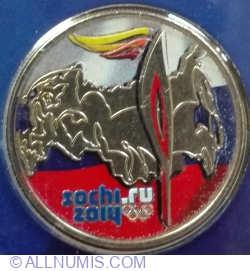 25 Ruble 2014 - Olympic flame and Paralimpic Winter Games Sochi 2014 - Coloured